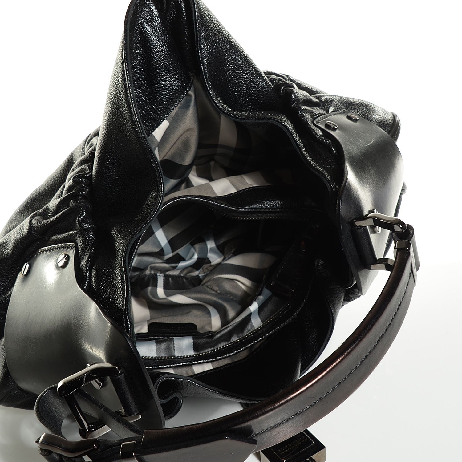 Burberry Calfskin Warrior Hobo Black 5 of 9