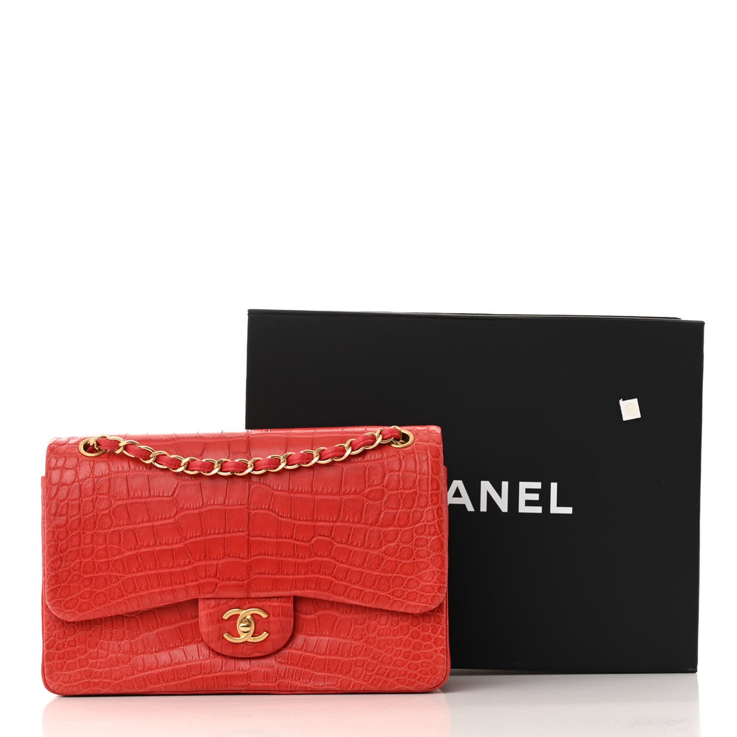 Matte Alligator Jumbo Double Flap Red