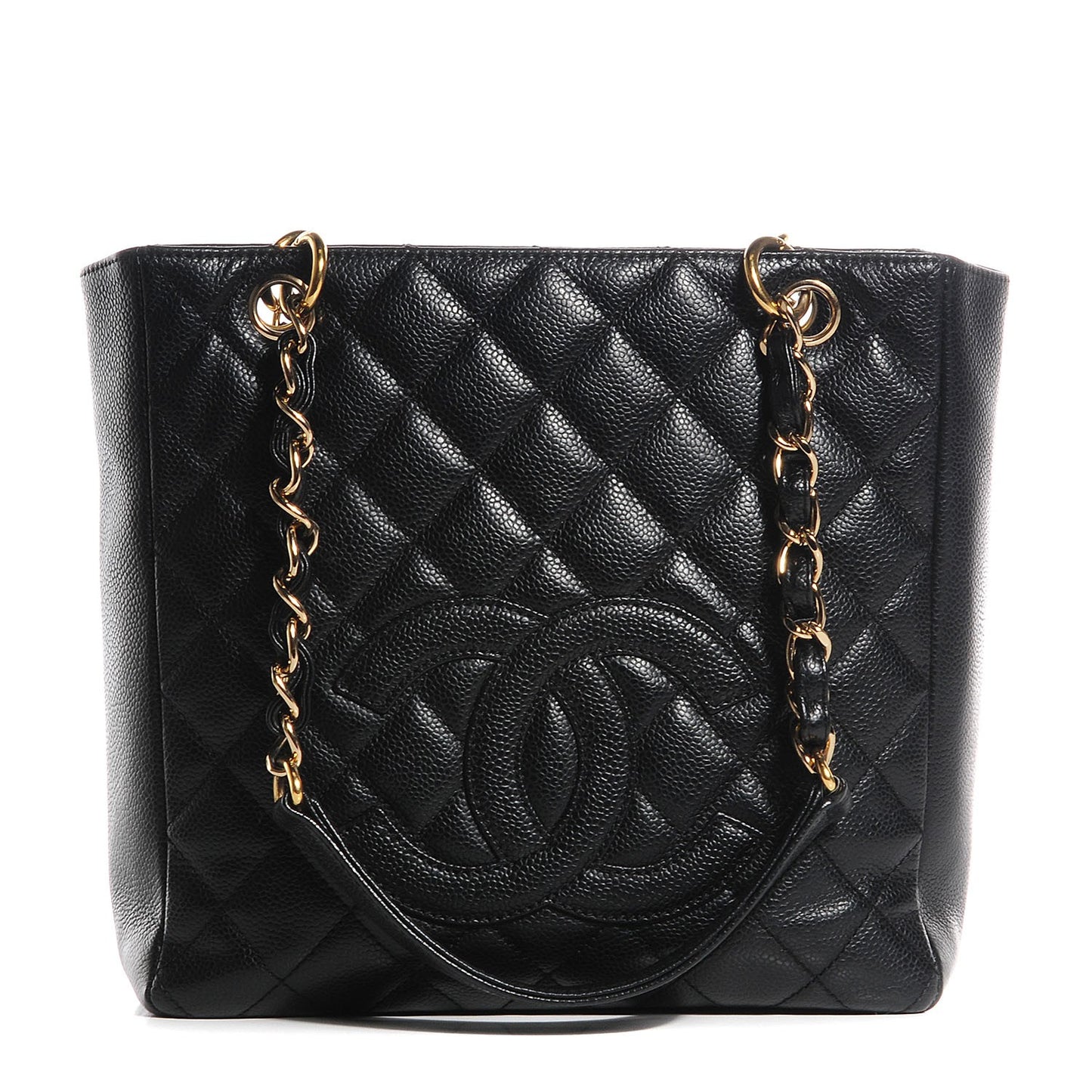 Caviar Quilted Petit Shopping Tote PST Black