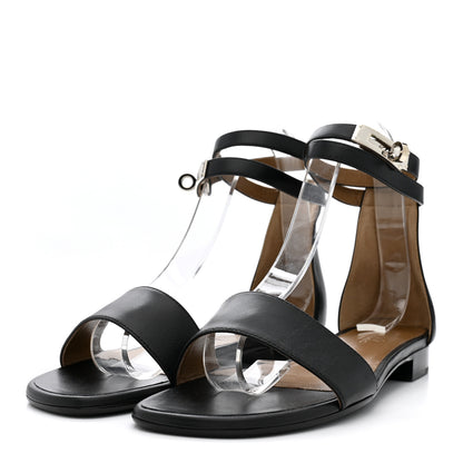 Hermes Heritage Calfskin Baia Sandals 37 Black 4 of 10