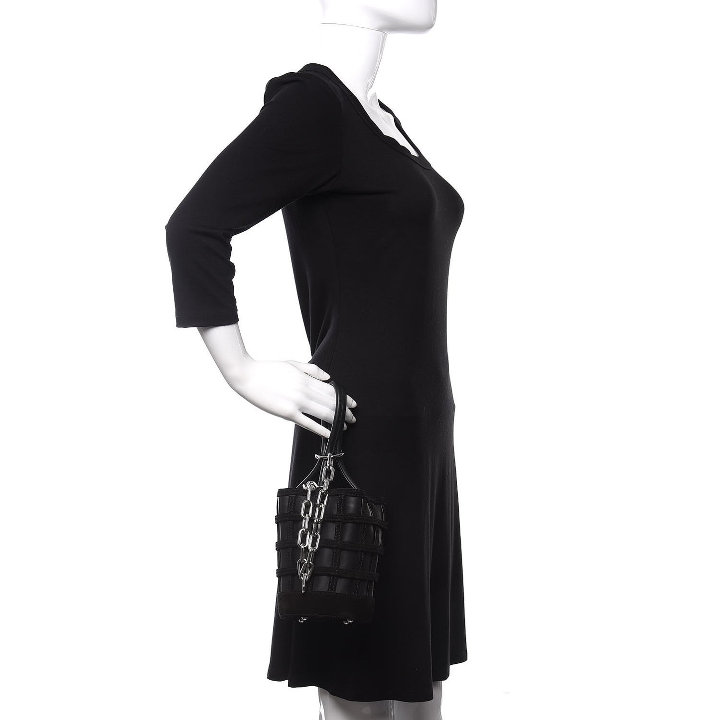 Suede Calfskin Roxy Mini Bucket Bag Black