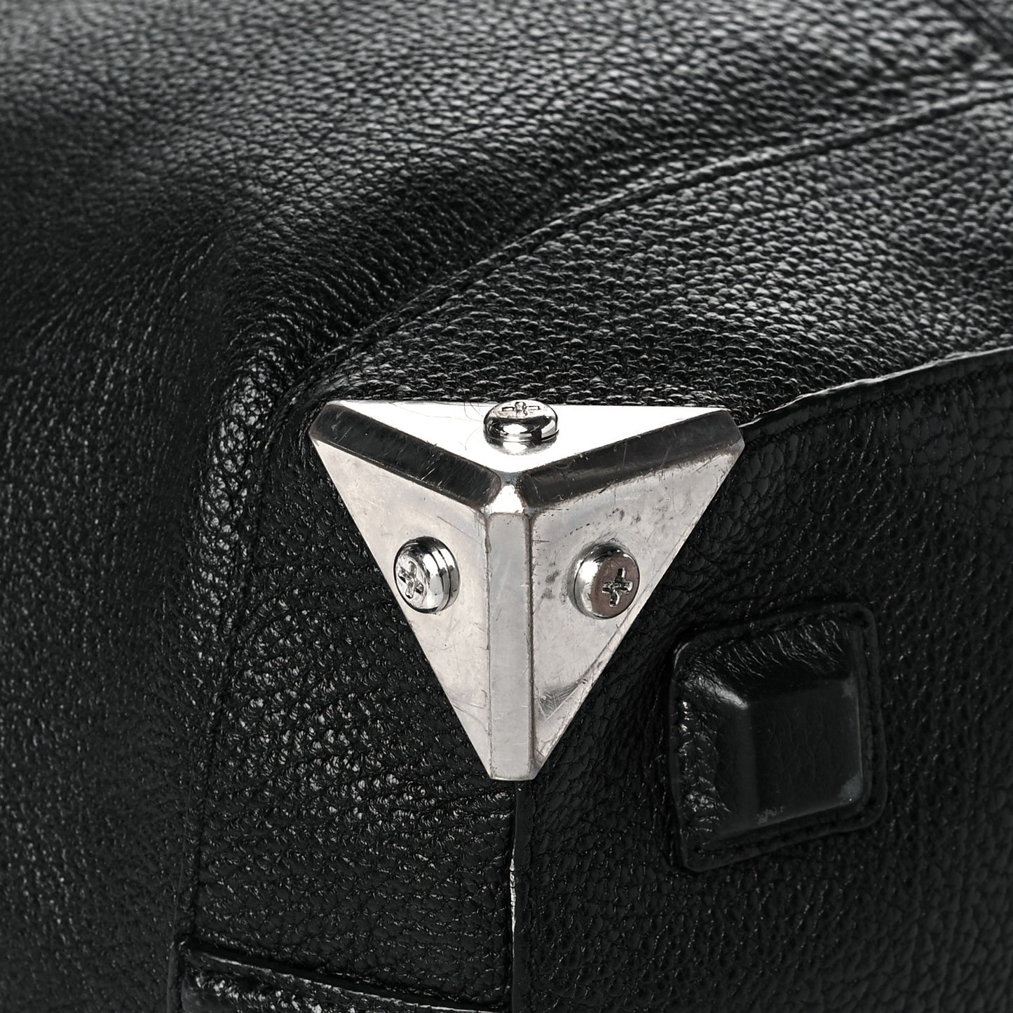 Pebbled Calfskin Large Emile Black Silver Hardware