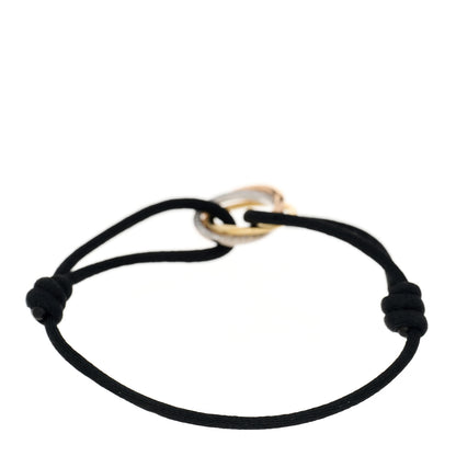 Cartier 18K White Yellow Pink Gold Diamond Trinity Cord Bracelet Black 2 of 3