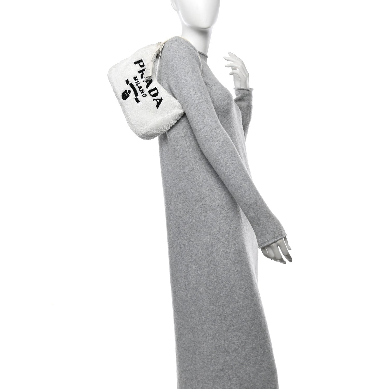 Prada Terry Cloth Mini Re-Edition 2000 Bag White Black 2 of 11