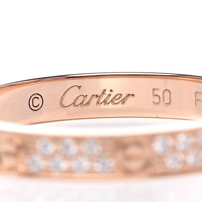 Cartier 18K Pink Gold Diamond 2.6mm LOVE Paved Band Ring 50 5.25 4 of 5