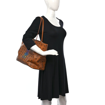 MCM Visetos Medium Rabbit Top Zip Shopper Tote Cognac 2 of 22