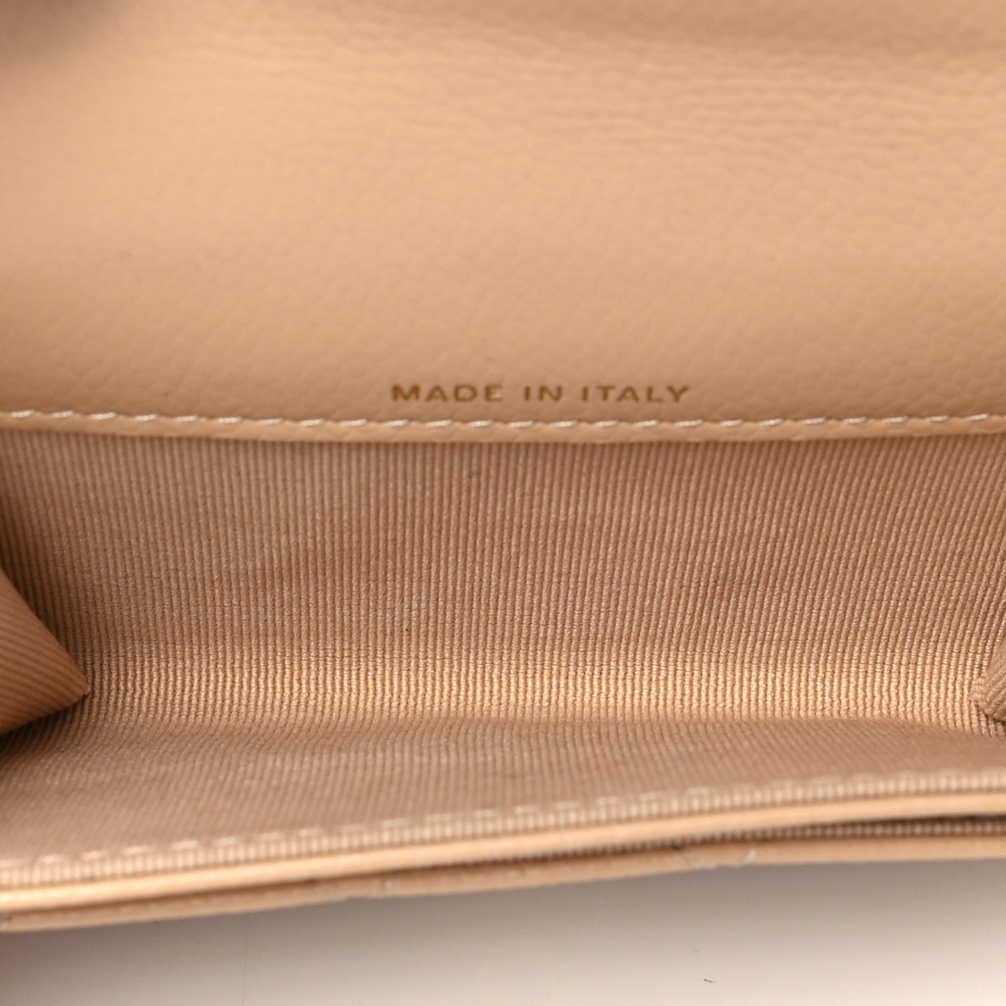 Caviar Quilted Flap Card Holder Wallet Beige