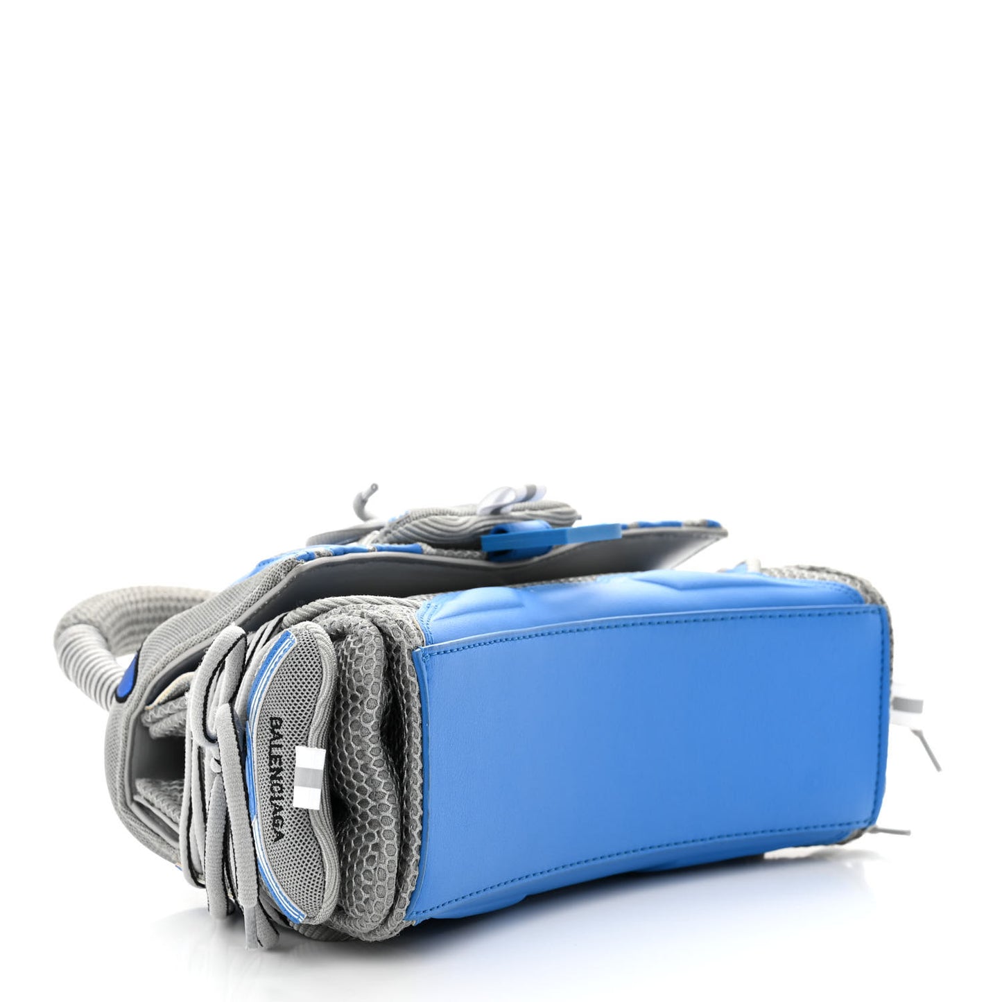 Faux Calfskin Fabric Small Sneakerhead Top Handle Bag Blue Grey