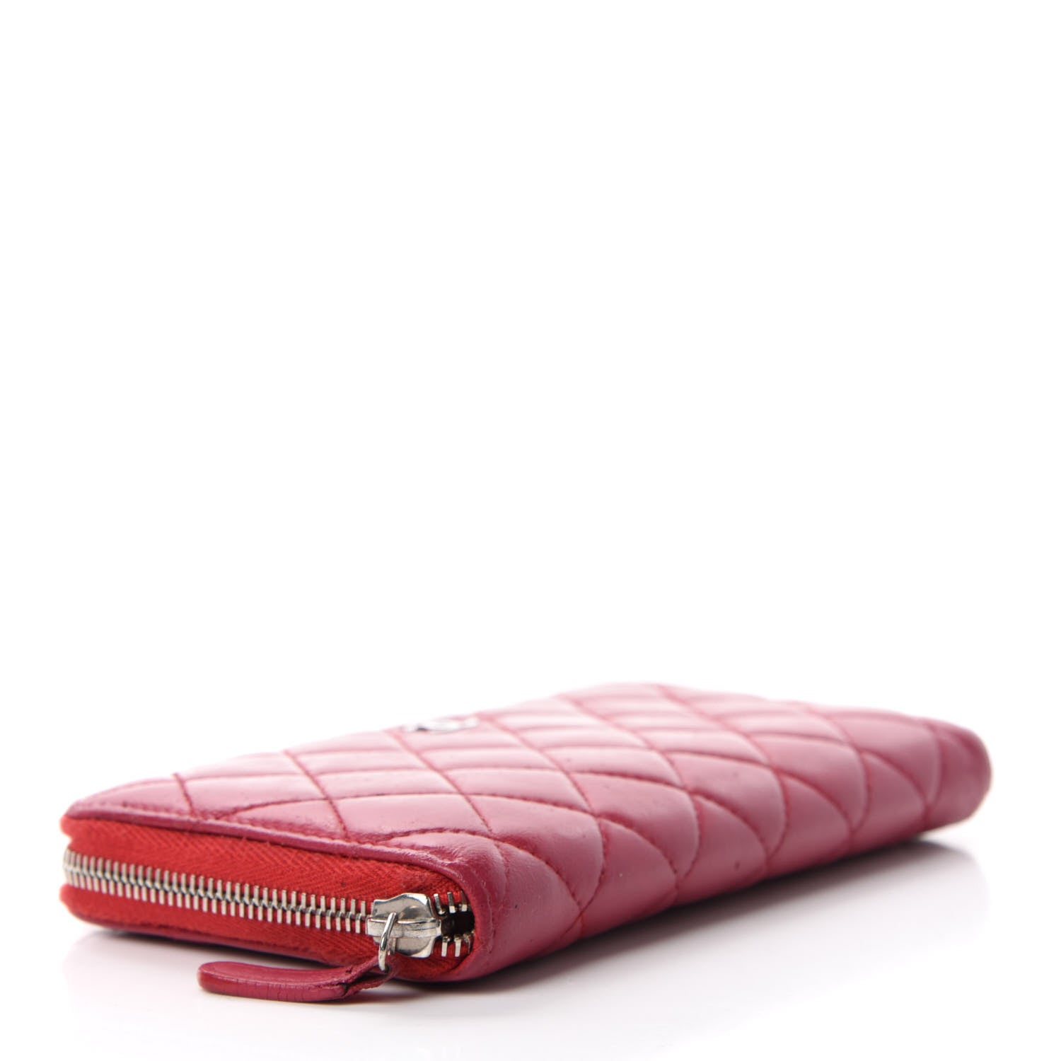 Chanel Lambskin Quilted Zip Around Wallet Dark Pink 4 of 9