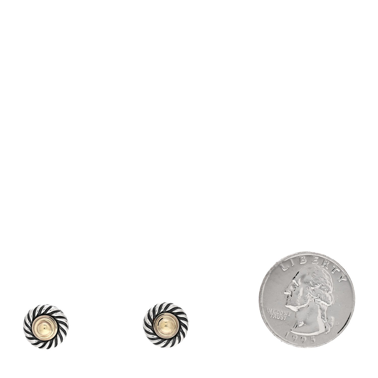 David Yurman Sterling Silver 14K Yellow Gold Cookie Earrings 2 of 4