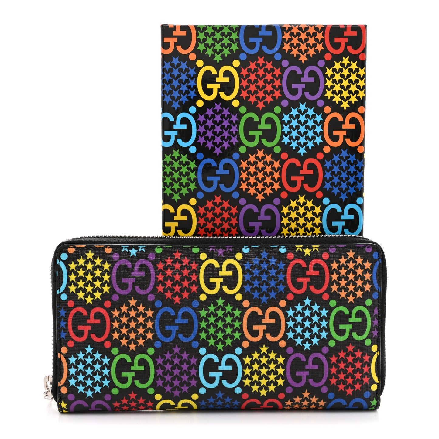 GG Supreme Monogram Psychedelic Zip Around Wallet Black Multicolor
