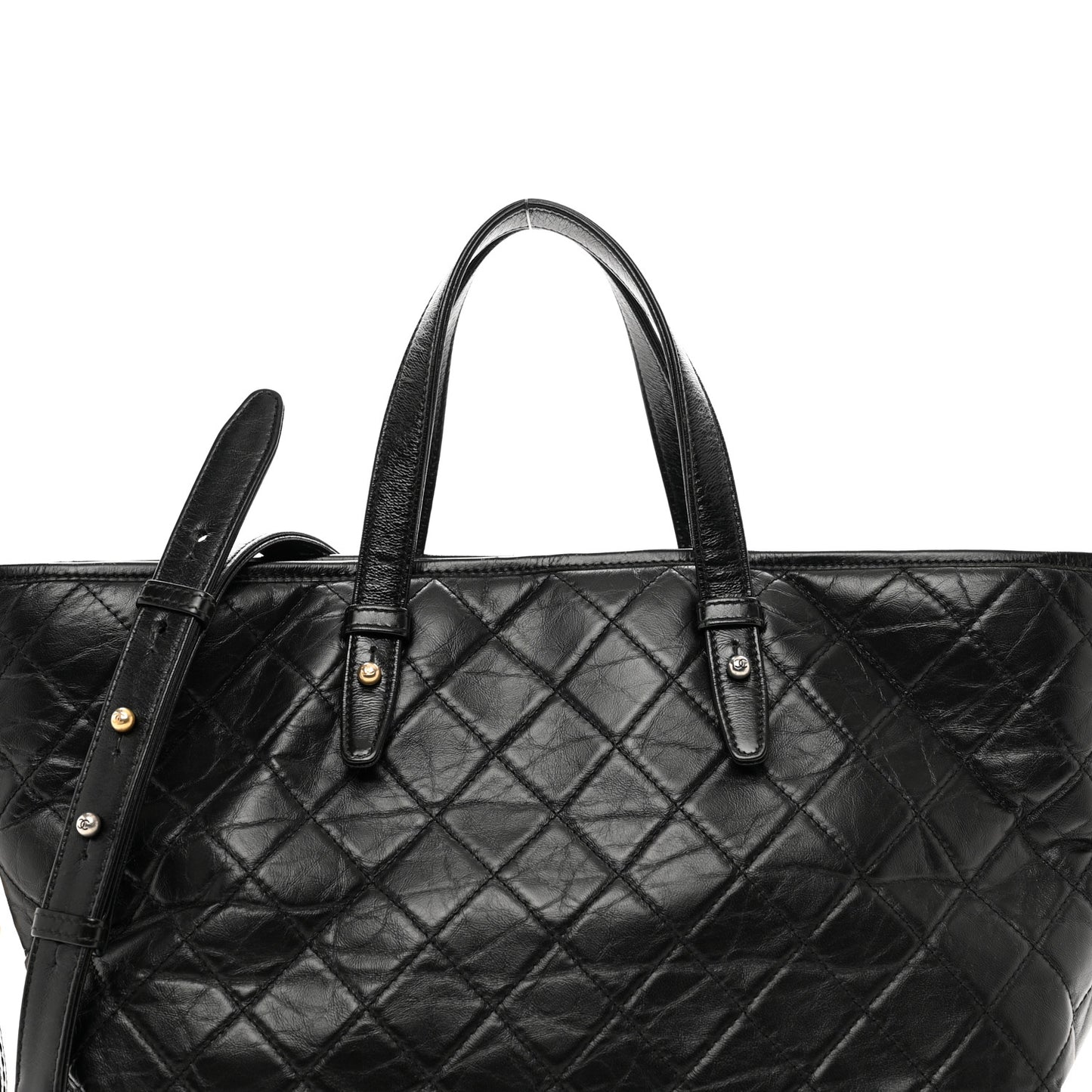 Calfskin Quilted Large Gabrielle Shopping Tote Black