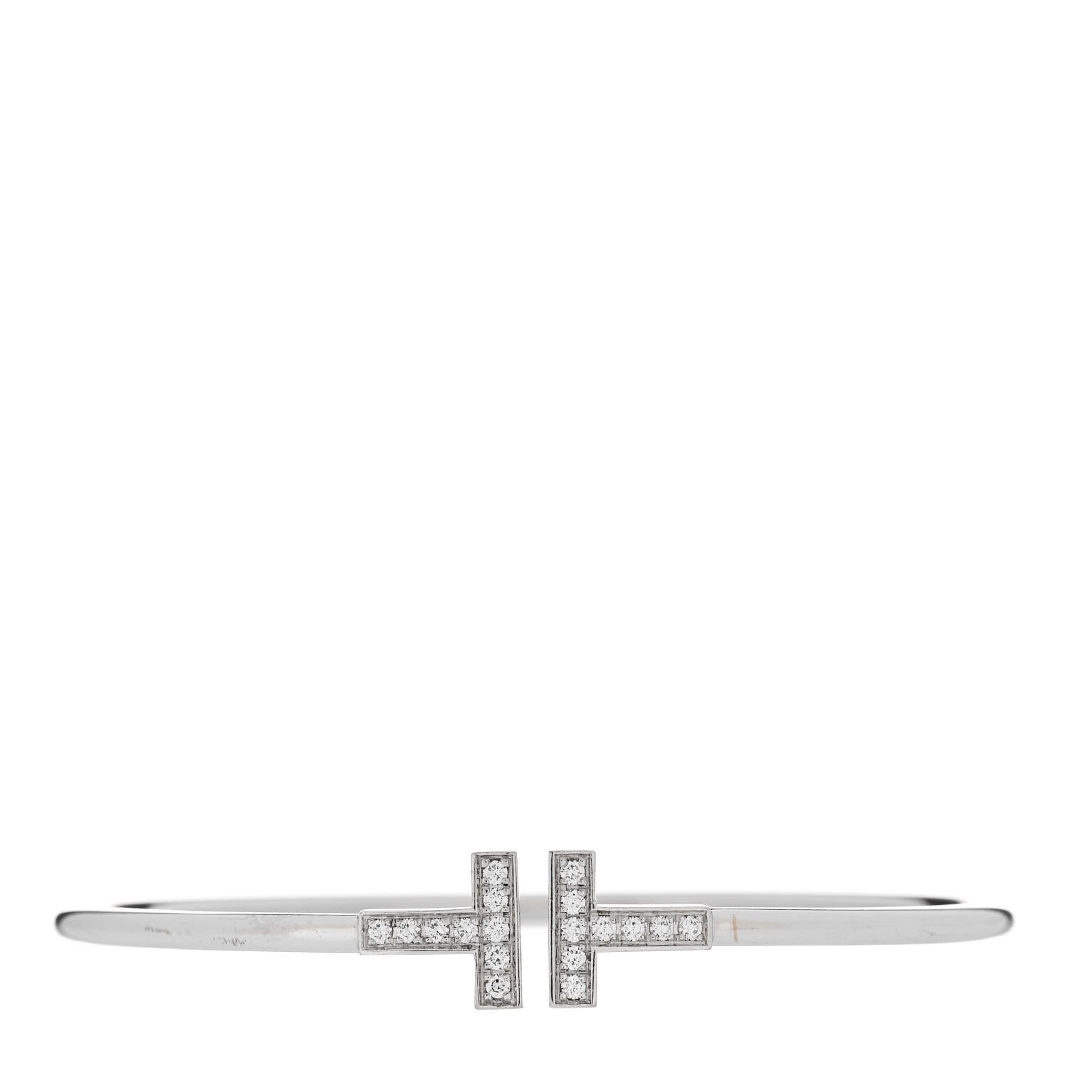 Tiffany 18K White Gold Diamond T Wire Bracelet 1 of 3