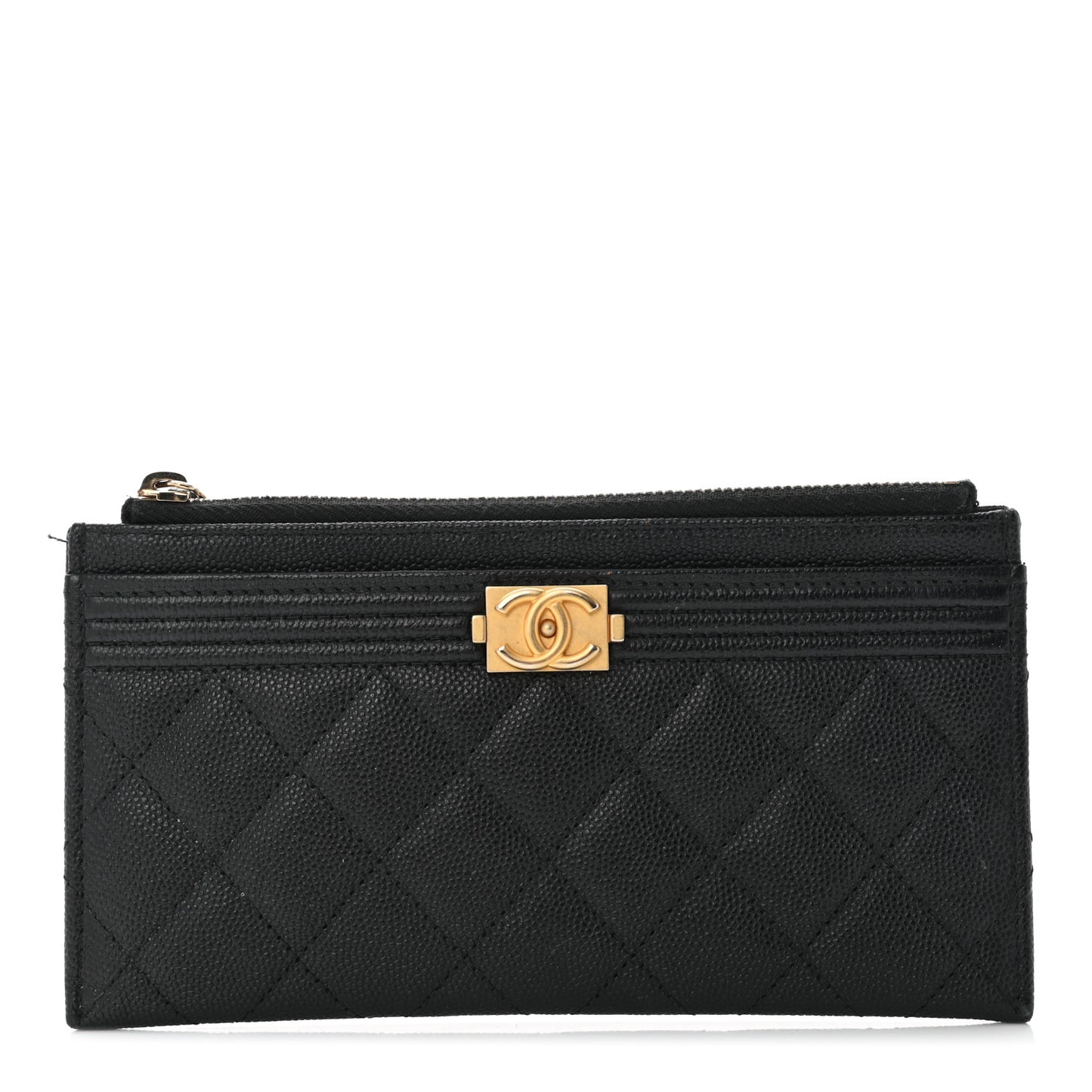 Caviar Quilted Classic Zip Boy Pouch Black