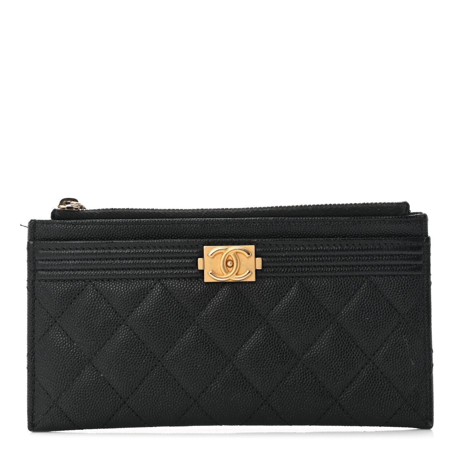 Chanel Caviar Quilted Classic Zip Boy Pouch Black 1 of 13