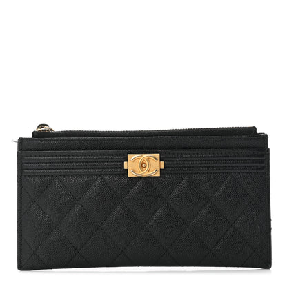 Chanel Caviar Quilted Classic Zip Boy Pouch Black 1 of 14