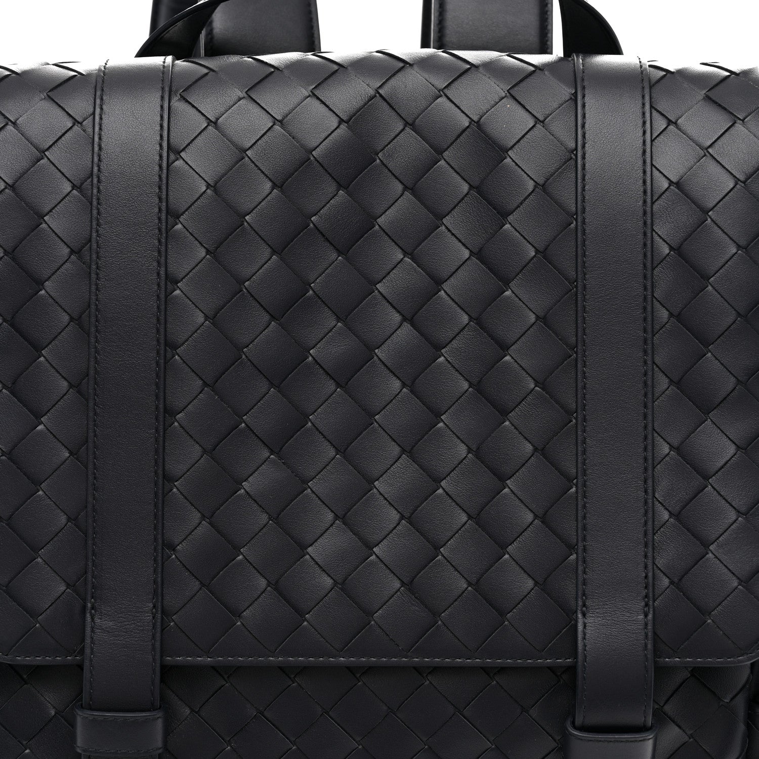 Bottega Veneta Canvas Calfskin Intrecciato Sassolungo Backpack Dark Blue 8 of 11