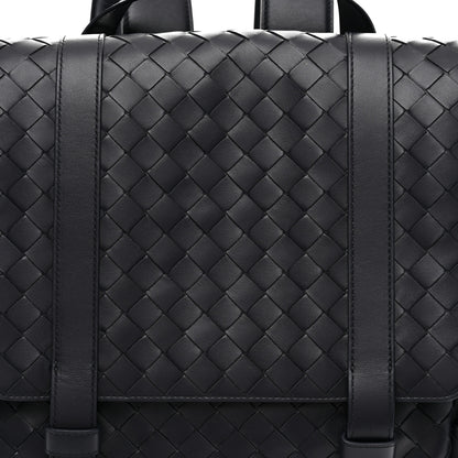 Bottega Veneta Canvas Calfskin Intrecciato Sassolungo Backpack Dark Blue 8 of 11