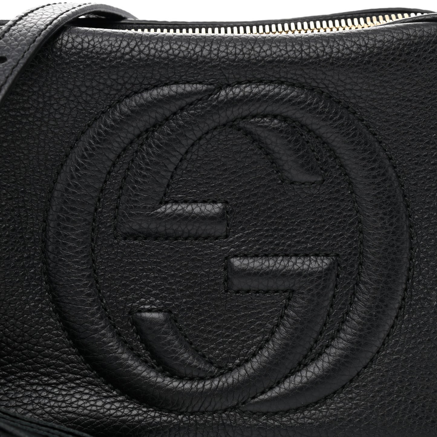 Pebbled Calfskin Small Soho Disco Bag Black