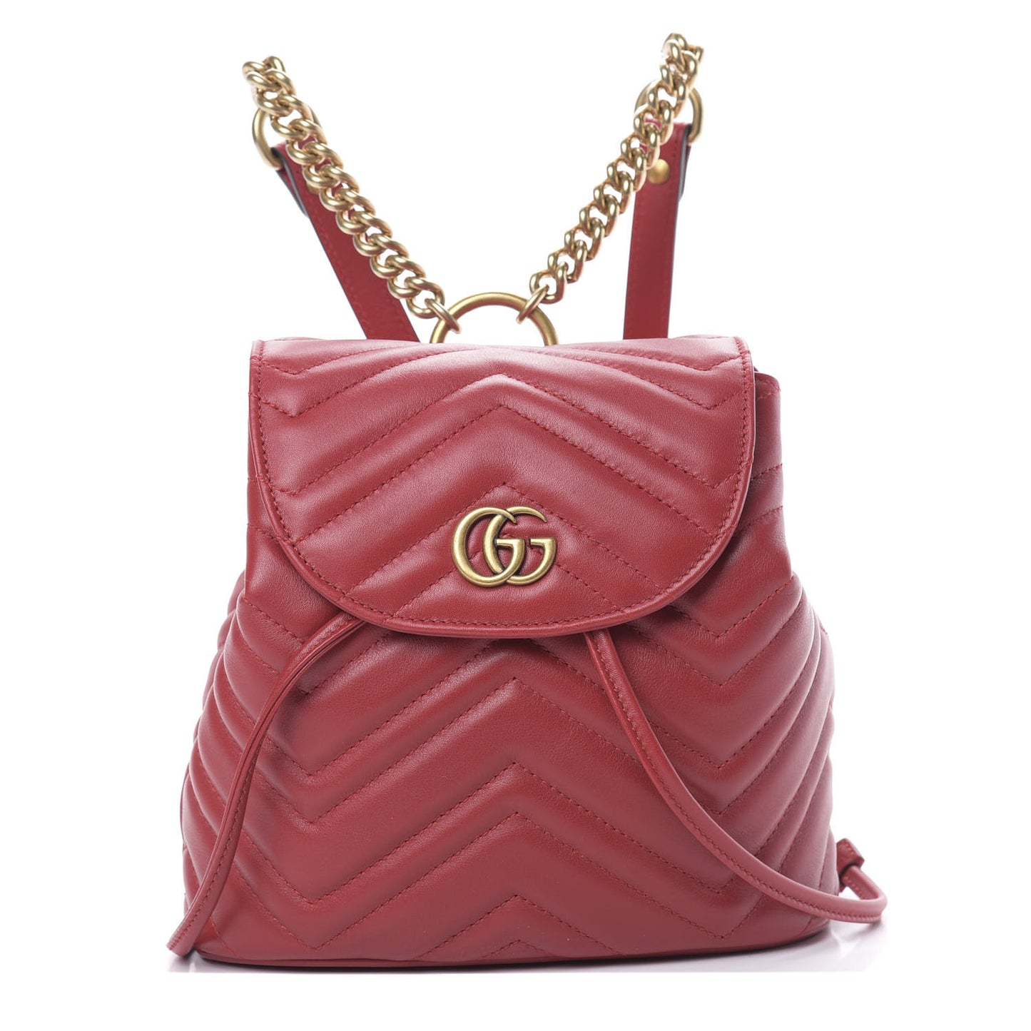 Calfskin Matelasse GG Marmont Flap Backpack Hibiscus Red