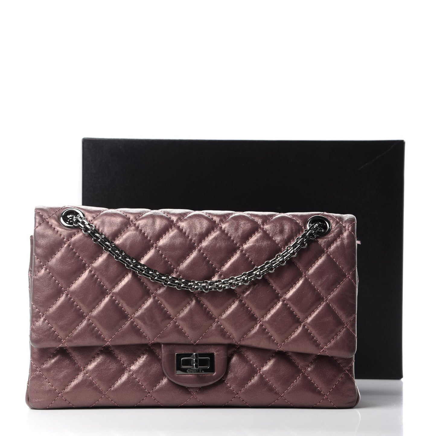 Metallic Aged Calfskin Quilted 2.55 Reissue 226 Flap Rose Fonce
