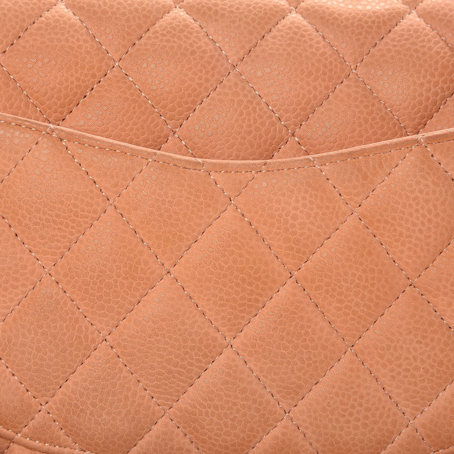 Iridescent Caviar Quilted Medium Double Flap Dark Beige