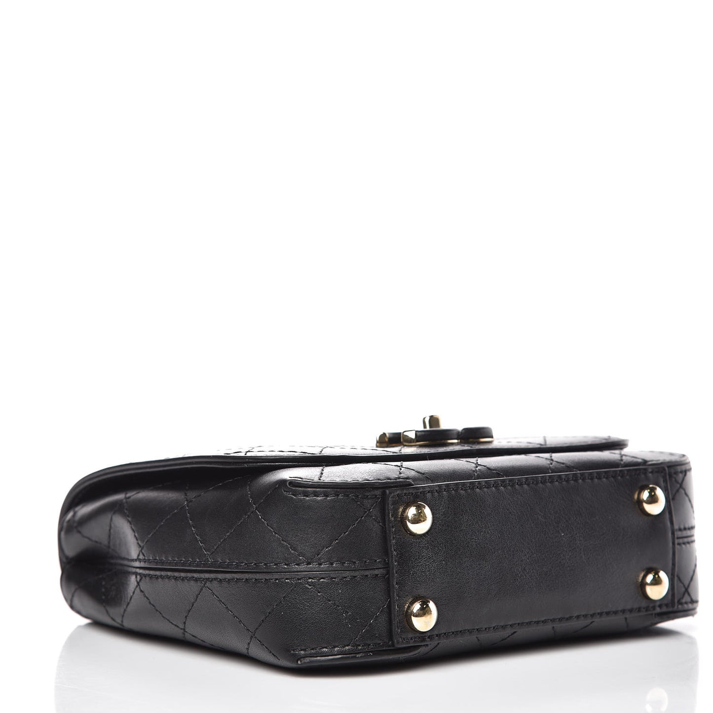 Calfskin Stitched Small Covered CC Flap Bag Black