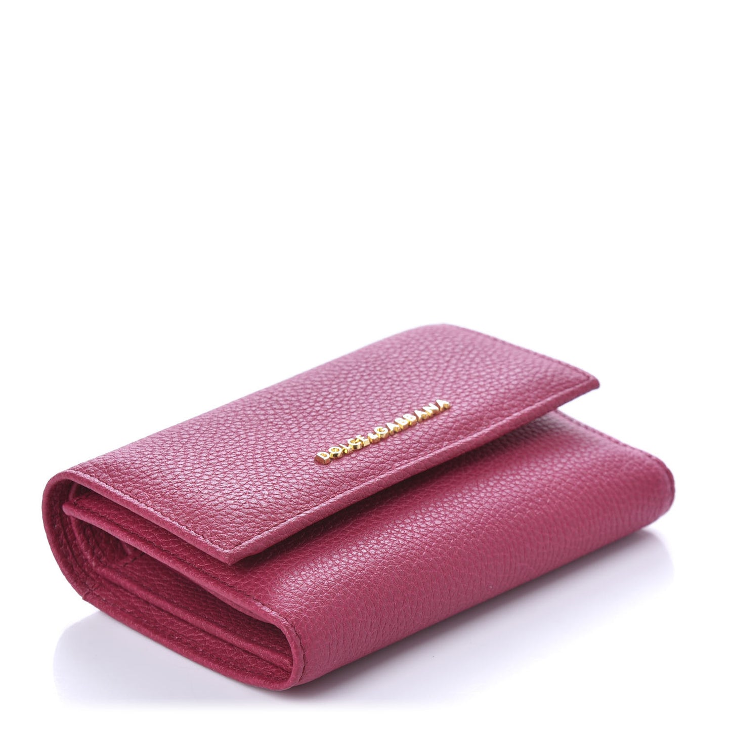 Pebbled Calfskin French Flap Wallet Fuxia