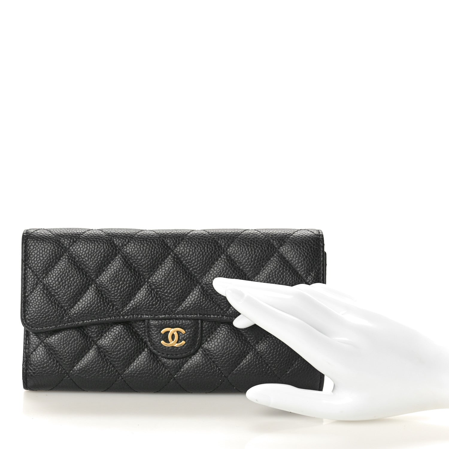 Chanel Caviar Quilted Large Gusset Flap Wallet Black 2 of 8