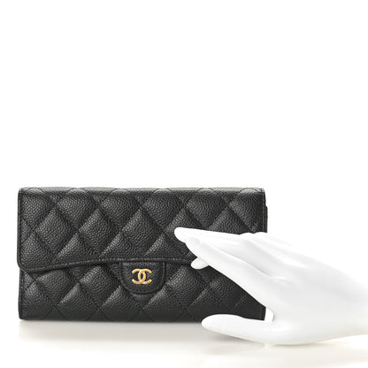 Chanel Caviar Quilted Large Gusset Flap Wallet Black 2 of 8