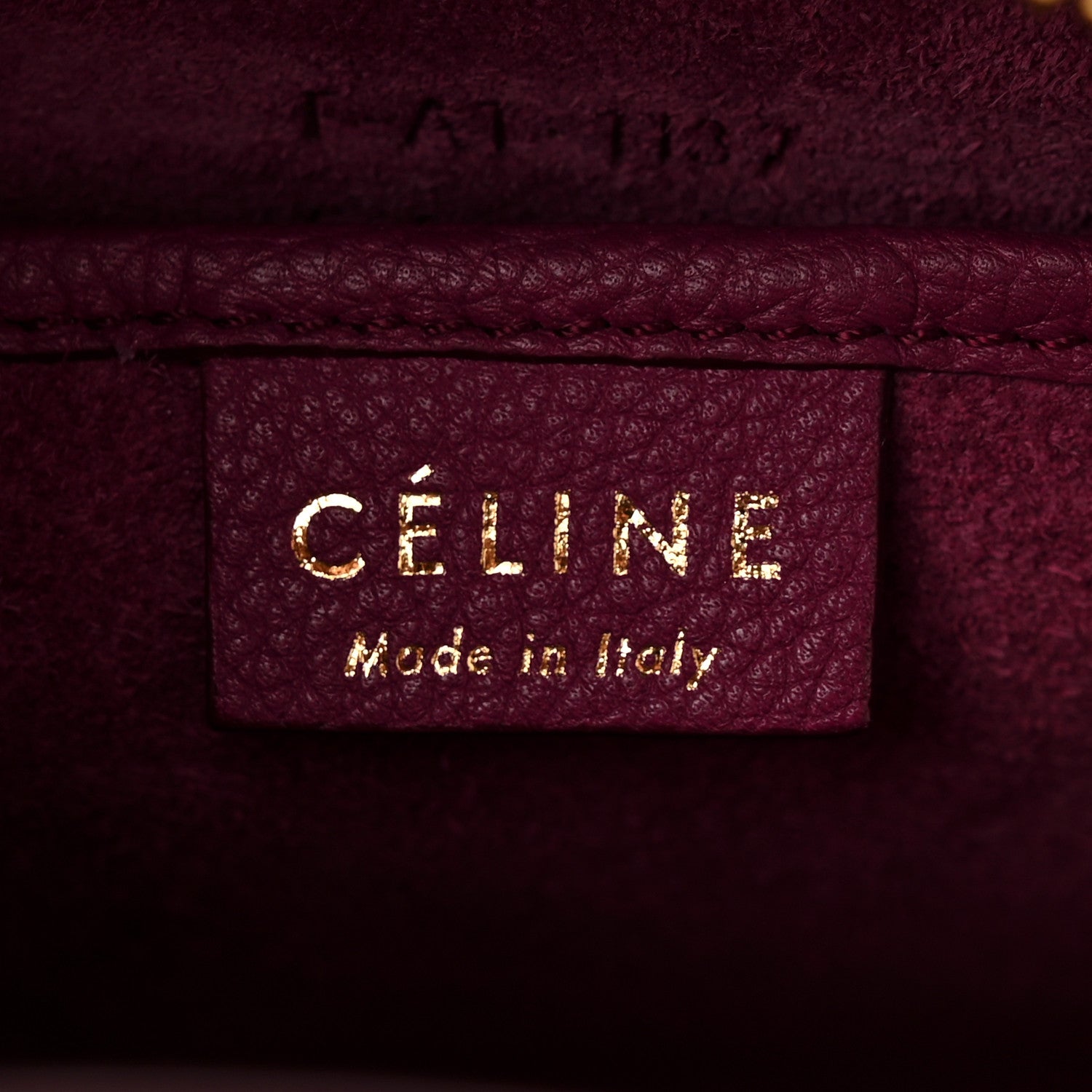 Celine Drummed Calfskin Nano Luggage Plum 5 of 12