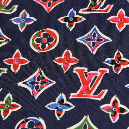 Louis Vuitton Wool Silk ABC Monogram Shawl Navy 6 of 8