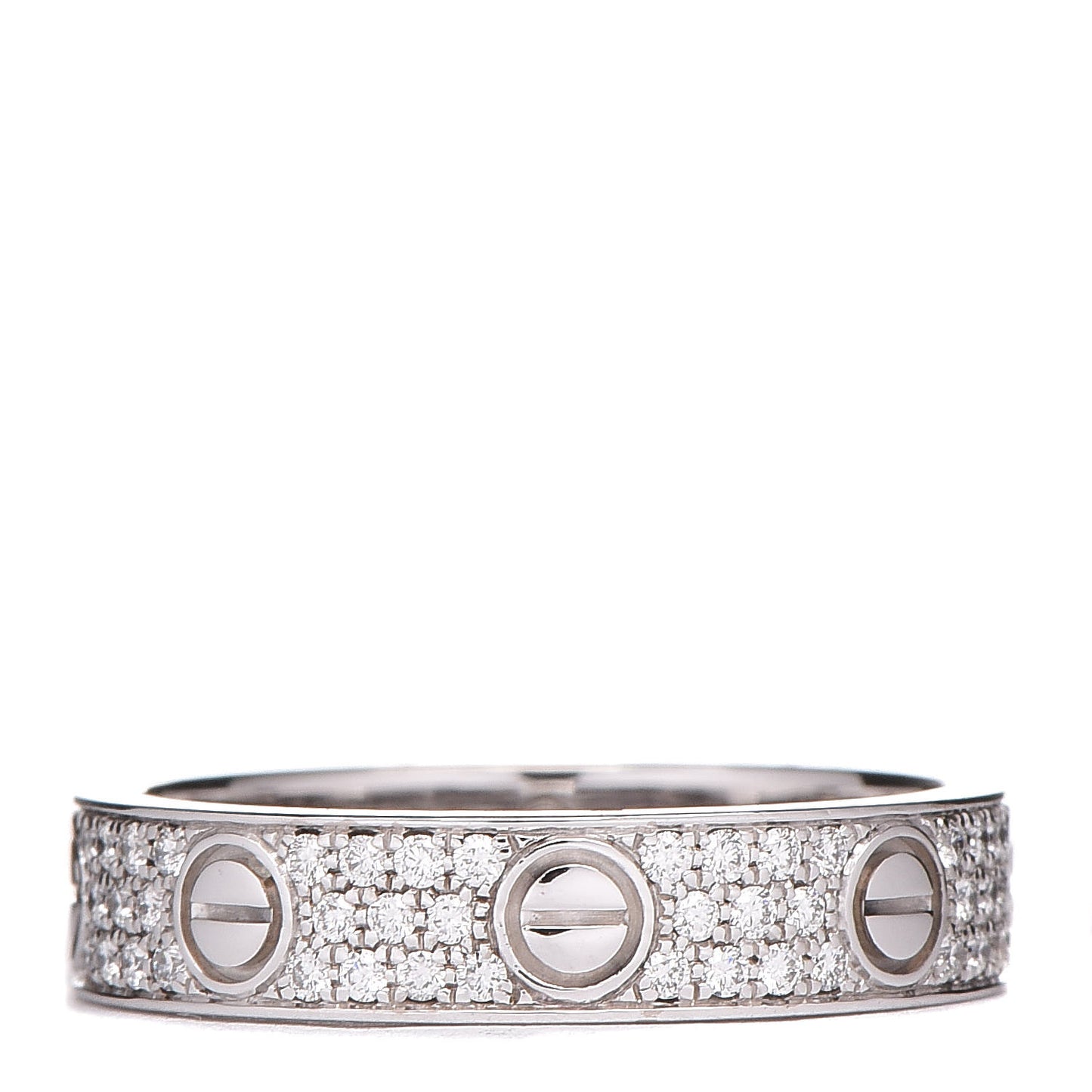 18K White Gold Diamond 4mm LOVE Wedding Paved Band Ring 47 4.25