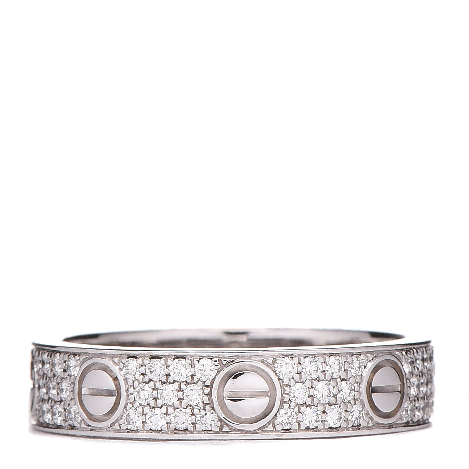 Cartier 18K White Gold Diamond 4mm LOVE Wedding Paved Band Ring 47 4.25 3 of 4