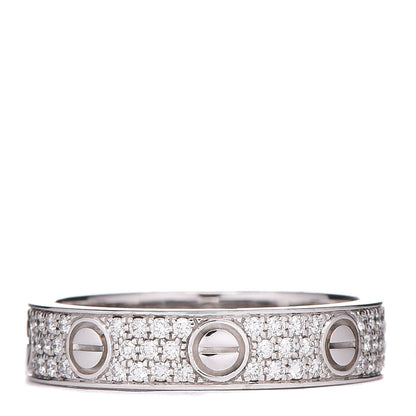 Cartier 18K White Gold Diamond 4mm LOVE Wedding Paved Band Ring 47 4.25 3 of 4