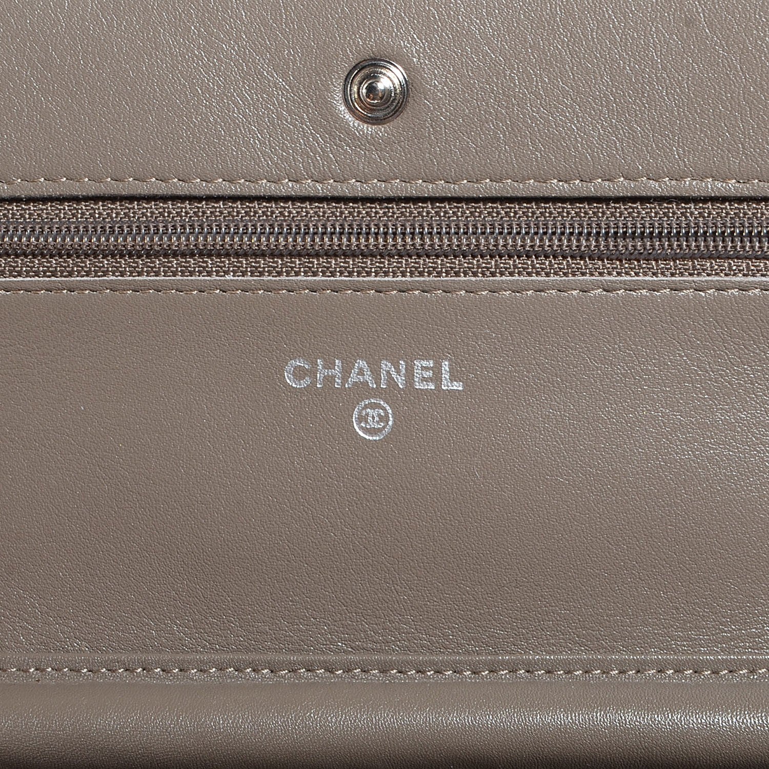 Chanel Patent Quilted Wallet On Chain WOC Grey 8 of 10