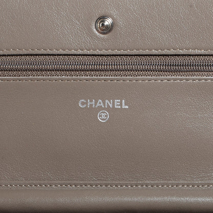 Chanel Patent Quilted Wallet On Chain WOC Grey 8 of 10