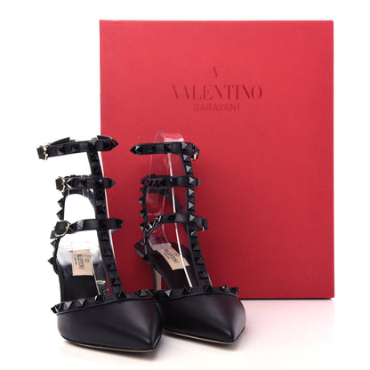 Valentino Garavani Nappa Rockstud Ankle Strap Low Heel Pumps 36.5 Black 11 of 13