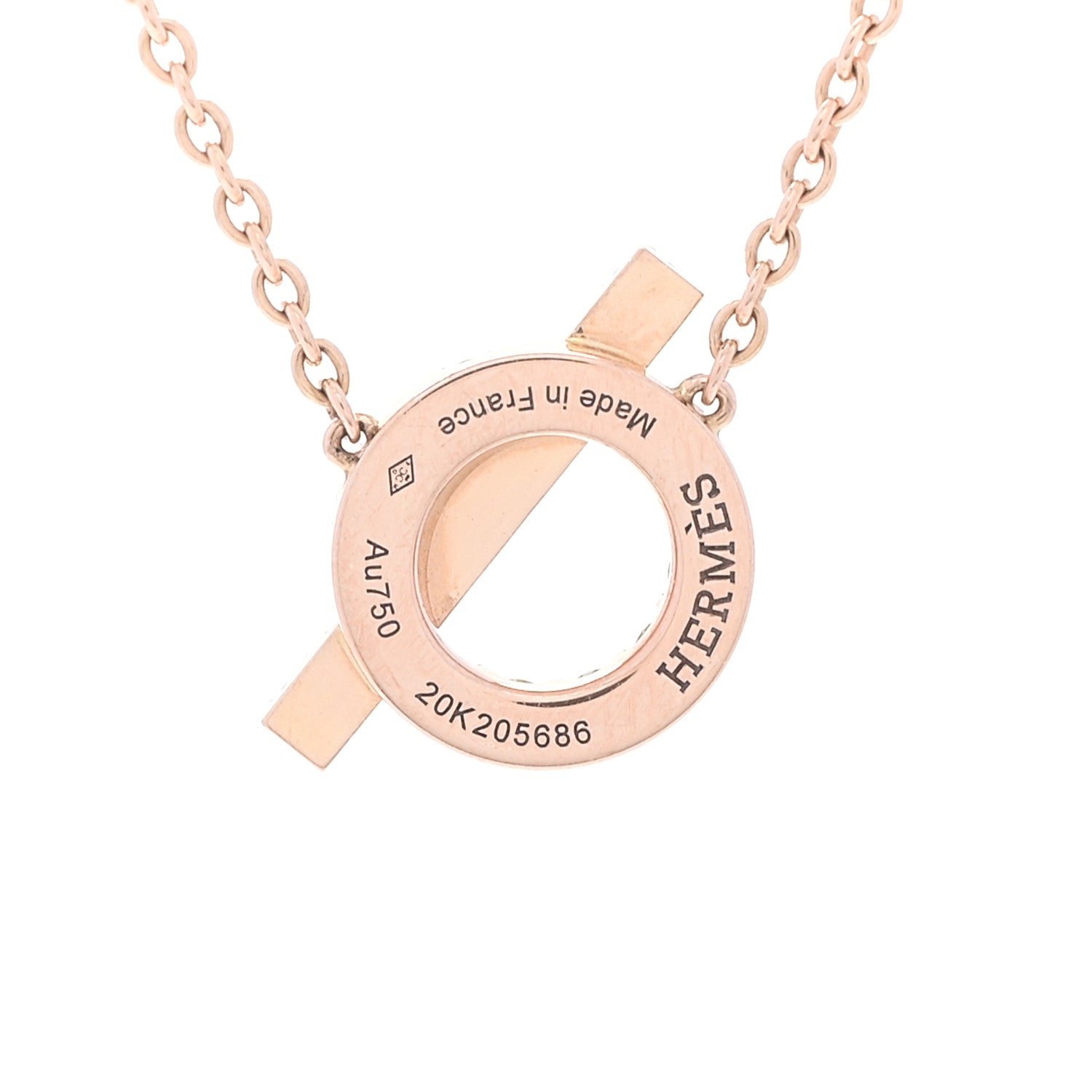 Hermes 18K Rose Gold Green Sapphire Finesse Pendant Necklace 5 of 6
