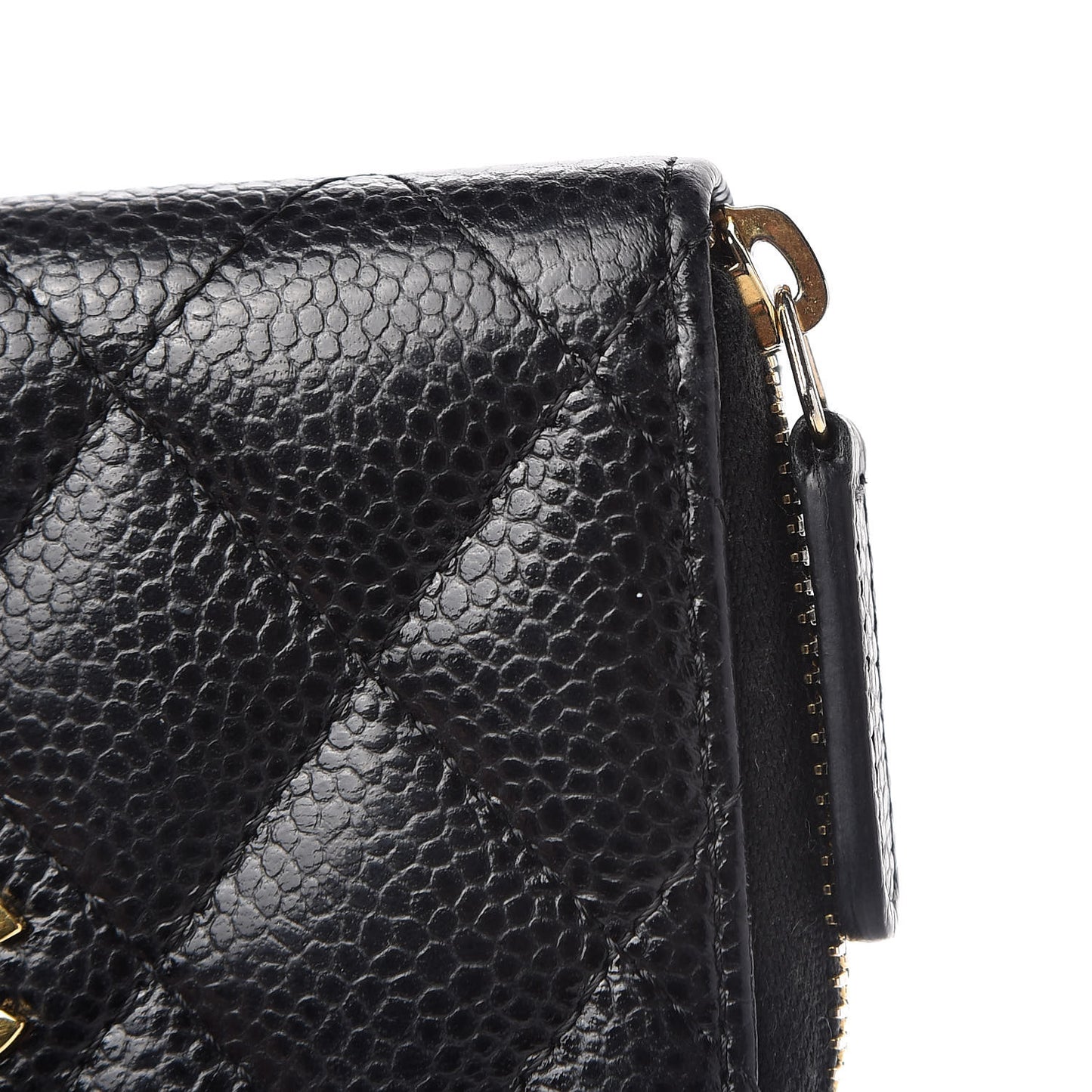 Caviar Quilted Zip Coin Purse Black