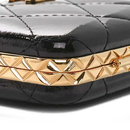 Chanel Glazed Goatskin Quilted Small Box With Chain Black 10 of 12