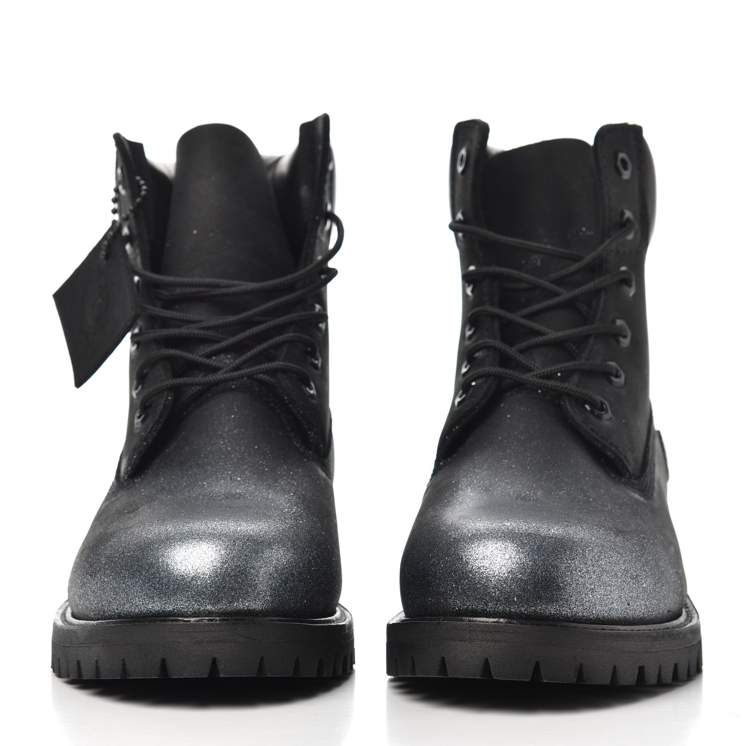 Jimmy Choo X TIMBERLAND Nubuck Glitter Womens Ankle Boots 10 Black Gunmetal 2 of 14