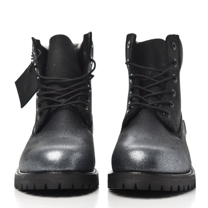 Jimmy Choo X TIMBERLAND Nubuck Glitter Womens Ankle Boots 10 Black Gunmetal 2 of 14