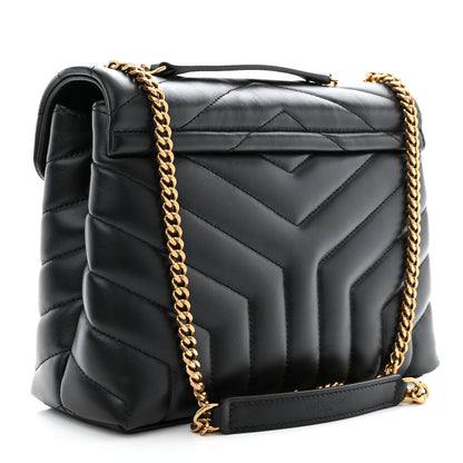 Saint Laurent Calfskin Y Quilted Monogram Small Loulou Chain Satchel Black 3 of 11