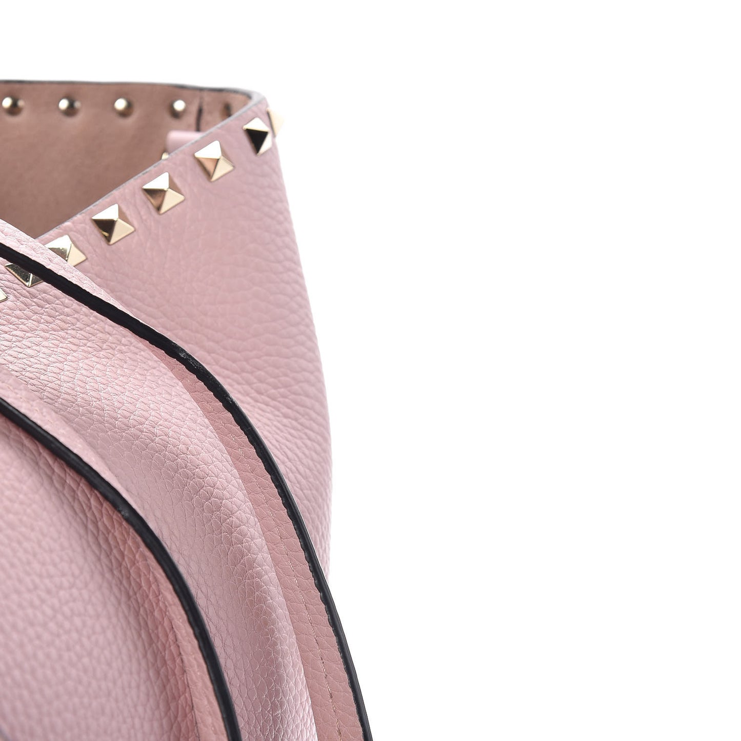 Grained Calfskin Rockstud Shoulder Tote Water Rose