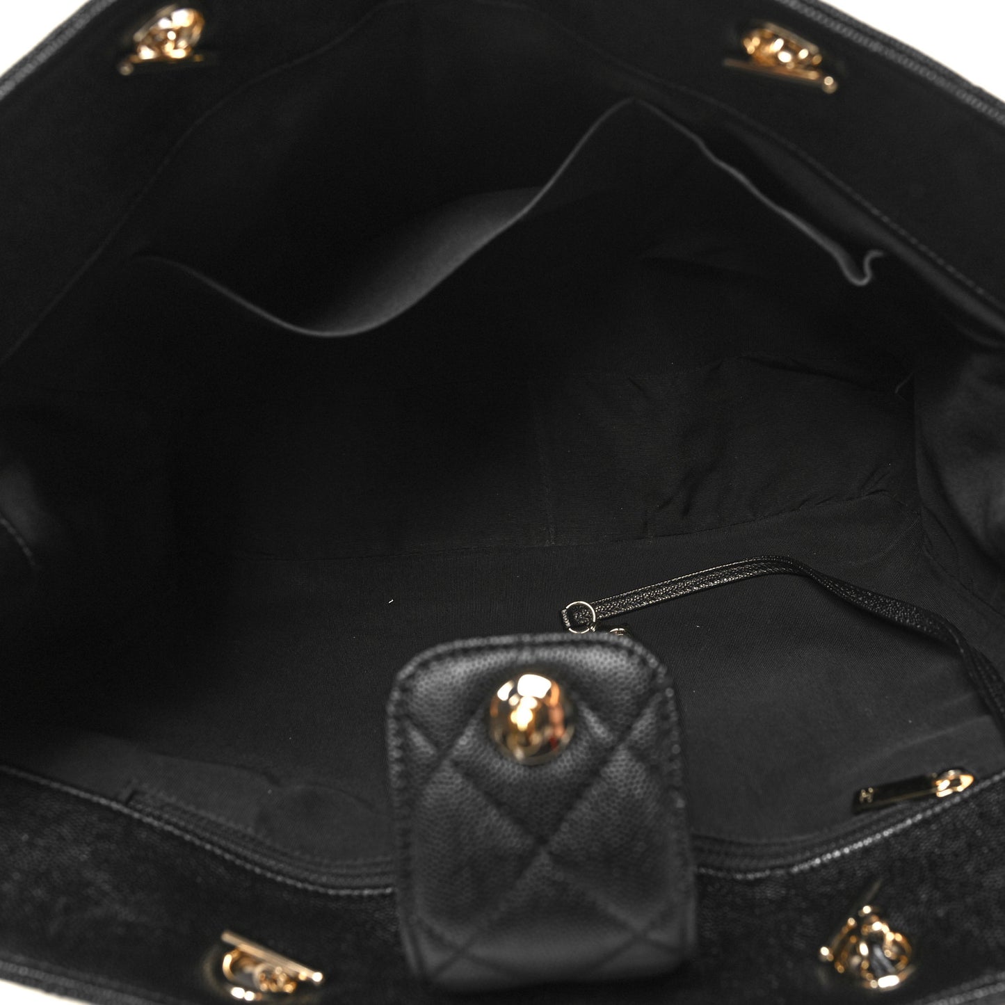 Caviar Quilted Large Shopping Tote Black
