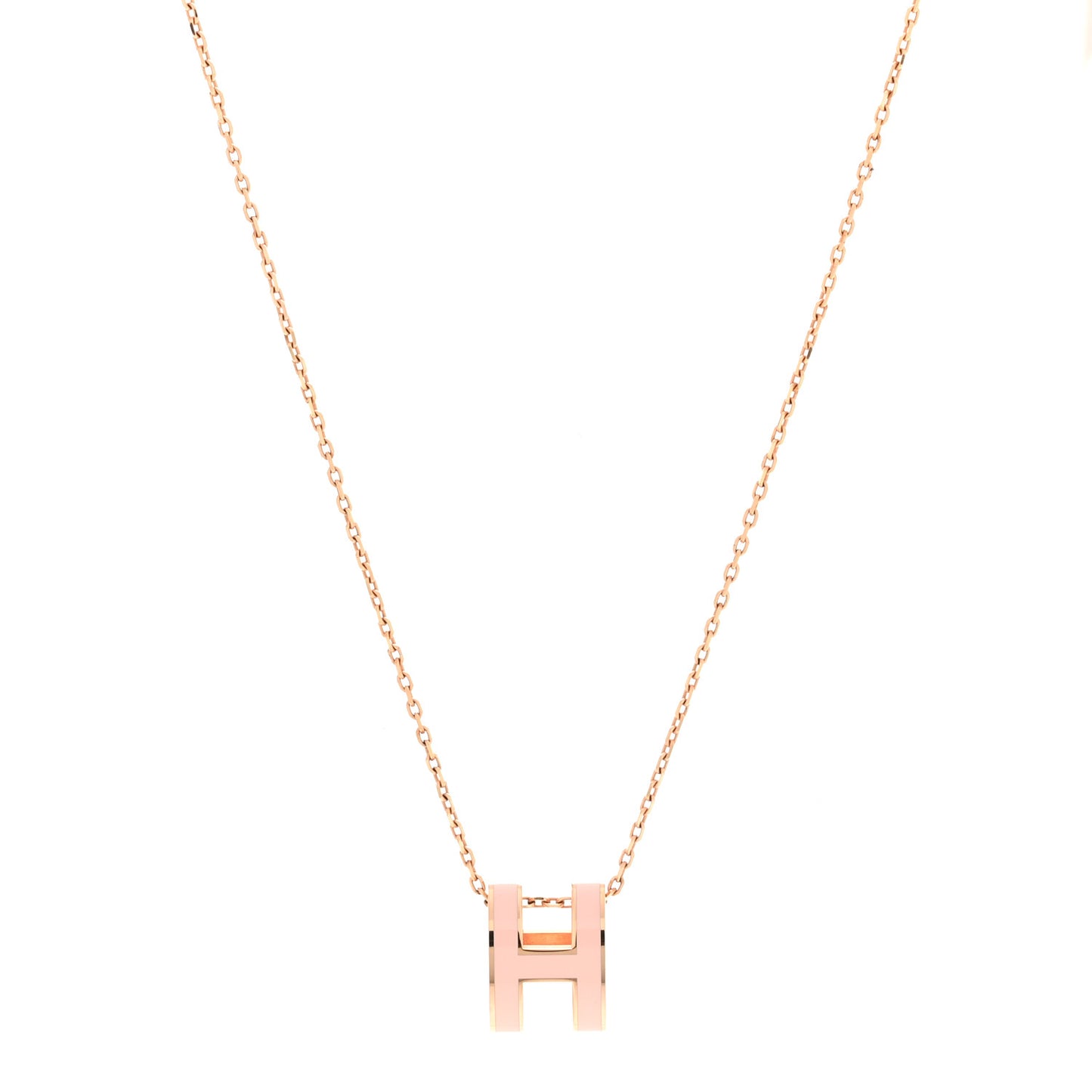 Lacquered Gold Pop H Pendant Necklace Rose Dragee