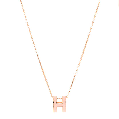 Hermes Lacquered Gold Pop H Pendant Necklace Rose Dragee 1 of 8