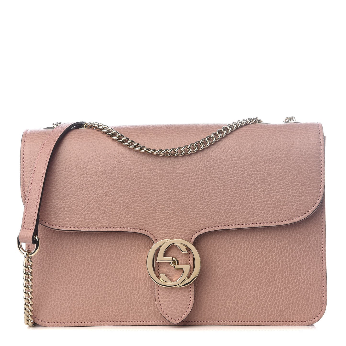 Dollar Calfskin Interlocking G Shoulder Bag Soft Pink