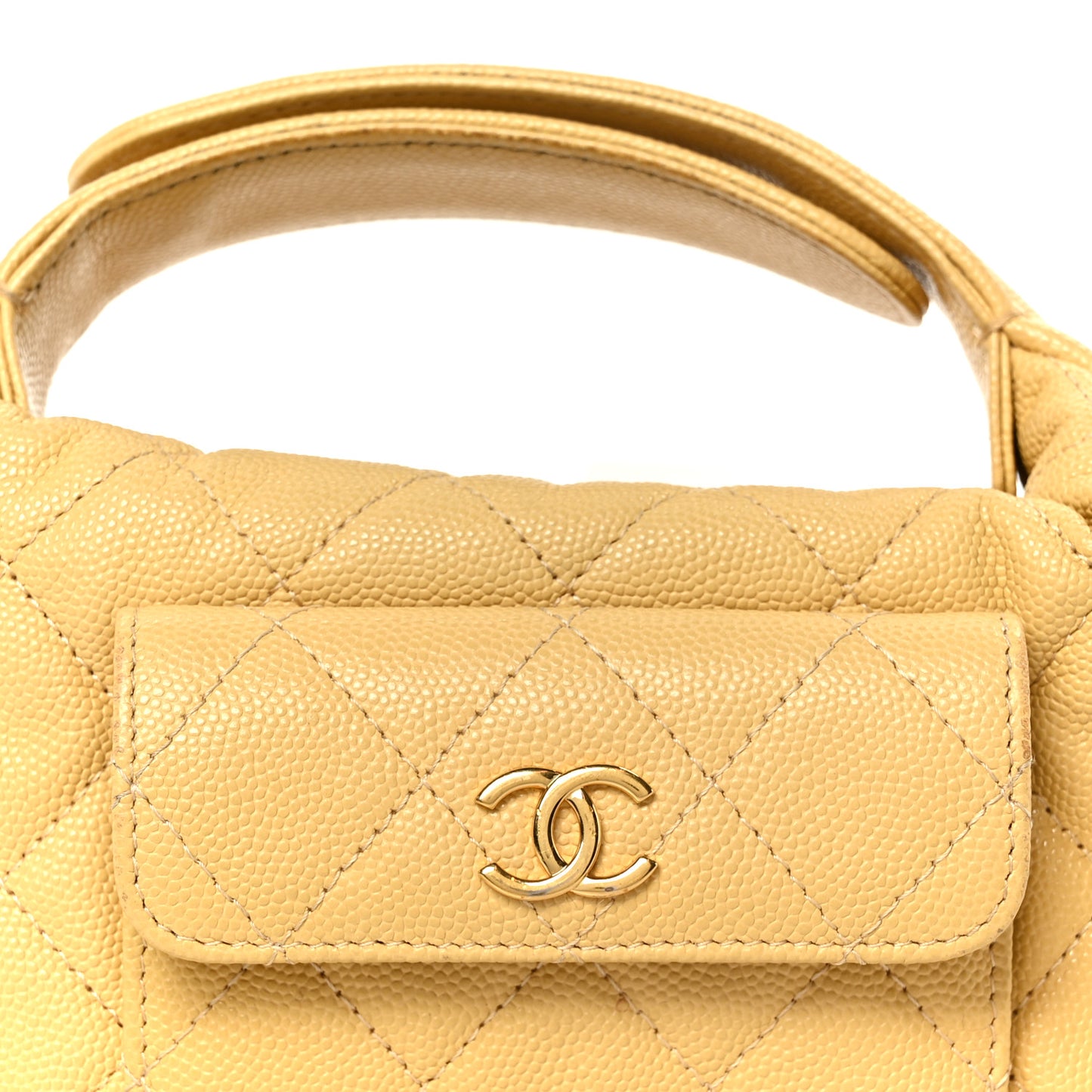 Caviar Quilted Polly Pocket Pouch Hobo Yellow
